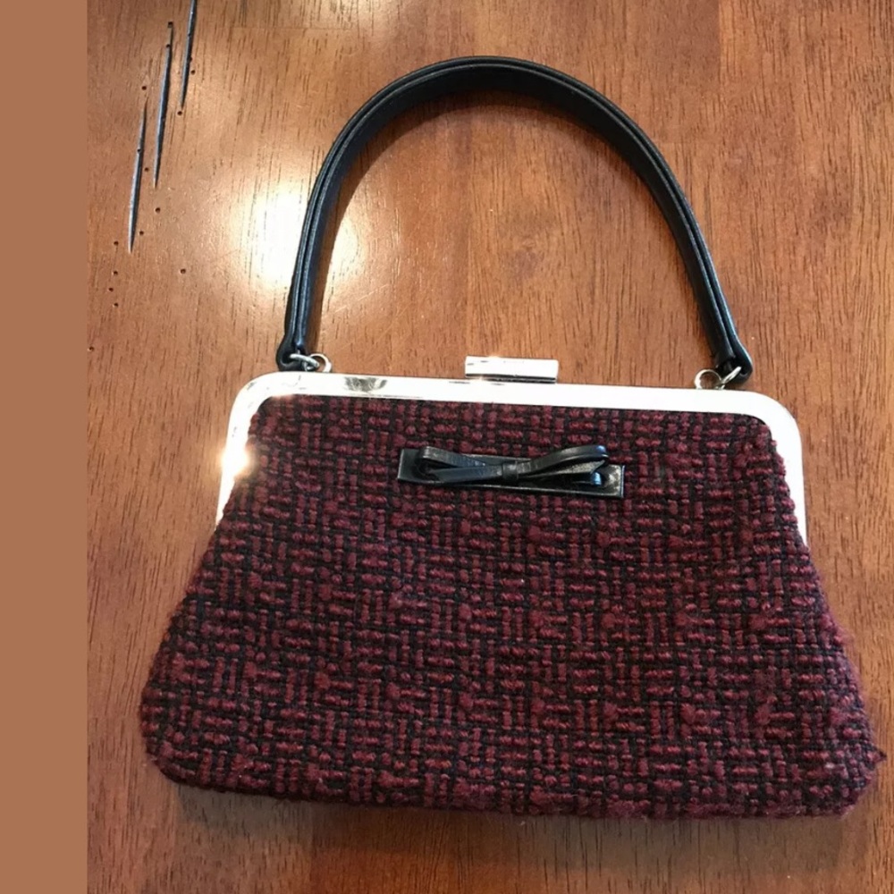 THE SAK Red & Black Tweed Mini Bag Purse Evening